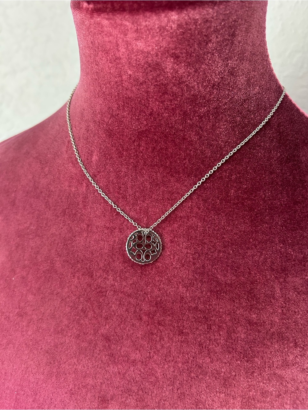 Coach Signature C Disc Pendant Necklace Pave Crystals - Picture 3 of 11